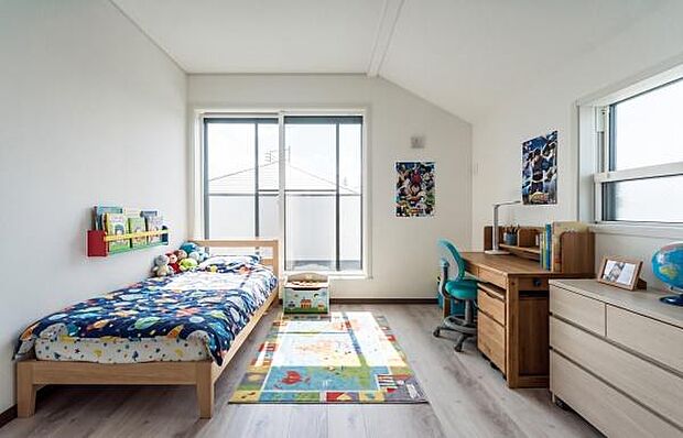 「Bed Room」落ち着いた色合い、シンプルなデザイン。寝室として大事なお部屋です。（本画像はCGにて家具を配置しております。実際に家具はおかれておりません。）