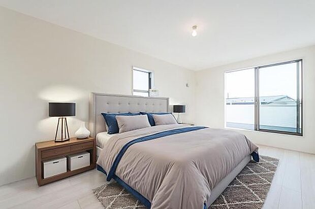 「Bed Room」落ち着いた色合い、シンプルなデザイン。寝室として大事なお部屋です。（本画像はCGにて家具を配置しております。実際に家具はおかれておりません。）