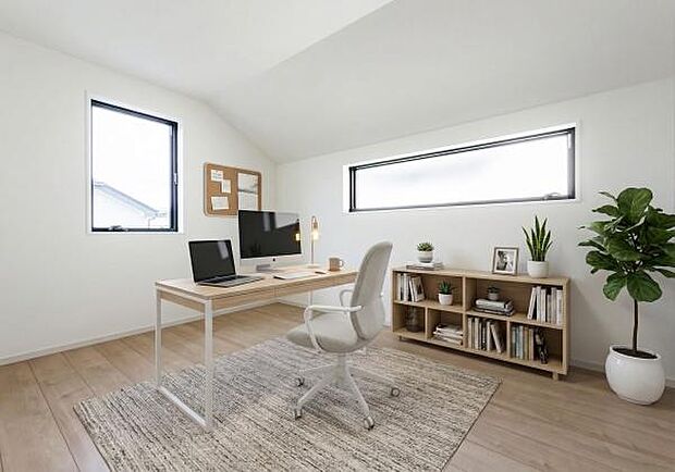 「仕事部屋としても」4部屋も有るから1部屋を思い切って仕事部屋に。（本画像はCGにて家具を配置しております。実際にはおかれておりません。）