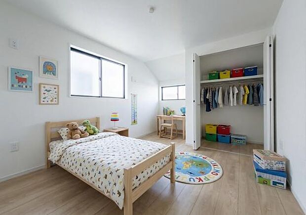 「Bed Room」落ち着いた色合い、シンプルなデザイン。寝室として大事なお部屋です。(本画像はCGにて家具を配置しております。実際に家具はおかれておりません。)