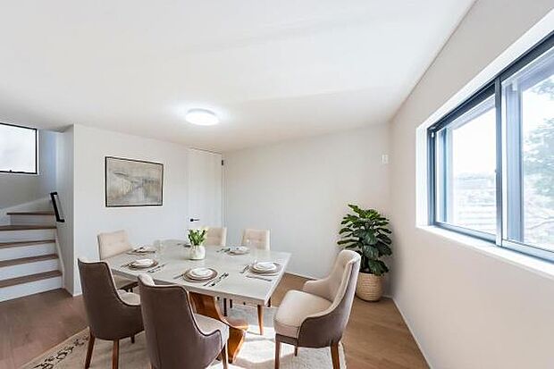 「上質な空間を」リビングイン階段仕様。ダイニングスペース。（本画像はCGにて家具を配置しております。実際に家具はおかれておりません。）