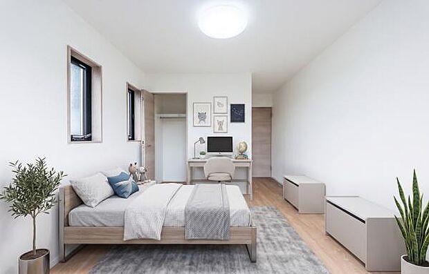 「自分の部屋ができた!」そんなお子様の喜ぶ顔が目に浮かぶようです。(本画像はCGにて家具を配置しております。実際に家具はおかれておりません。)
