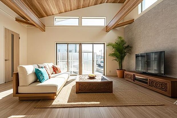 「上質な空間を」開放感と日当たりの良さに恵まれたリビング空間。上質な光は身体だけでなく心も温めてくれる。圧迫感のない空間を是非、ご堪能下さい。