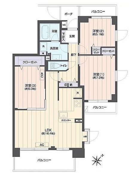 3LDK 間取り
