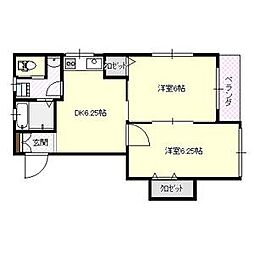 京成本線 京成小岩駅 徒歩2分の賃貸アパート 3階2DKの間取り