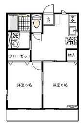 クレセント流山 2DKの間取図画像