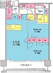 ブリリアザ・タワー東京八重洲アベニュー 2SLDKの間取図画像