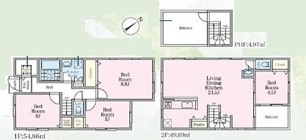 《間取り》■リビング中心の新生活。開放的な設計で居心地の良い時間を演出します。暮らしを彩る設備仕様。