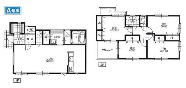 《間取り》■リビング中心の新生活。開放的な設計で居心地の良い時間を演出します。暮らしを彩る最新の設備仕様。ゆったりＬＤＫは20帖。