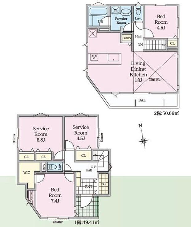 《間取り》■リビング中心の新生活。光を取り入れる開放的な設計で居心地の良い時間を演出します。開放的なＬＤＫは18帖。■
