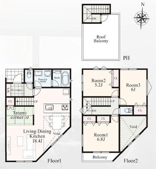 《間取り》■リビング中心の新生活。光を取り入れる開放的な設計で居心地の良い時間を演出します。