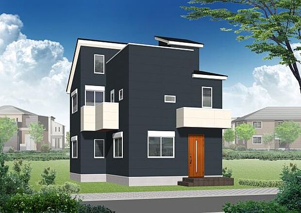 《完成予想図》　■機能性とデザイン性を兼ねそろえた理想の住まい。美しい外観やくつろぎの室内空間にふさわしい素材・形・色彩、上質感に満ちております。