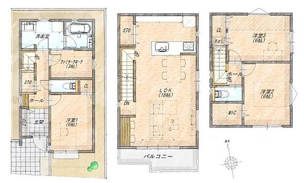 《間取り》■リビング中心の新生活。光を取り入れる開放的な設計で居心地の良い時間を演出します。