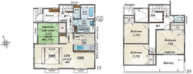 《間取り》■リビング中心の新生活。光を取り入れる開放的な設計で居心地の良い時間を演出します。