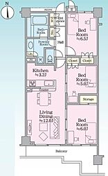 クオス金沢八景レジデンシヤルステージ 3LDKの間取図画像
