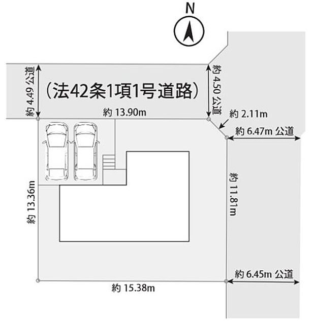 《区画図》 ■カースペース2台あり(車種によります)。