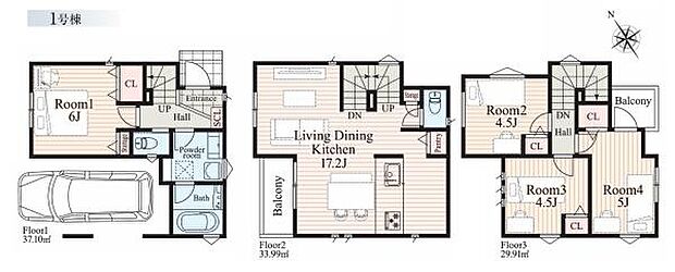 《間取り》■リビング中心の新生活。光を取り入れる開放的な設計で居心地の良い時間を演出します。