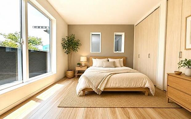 《寝室》 ■本画像は家具や小物の配置をCGで作成しており、実際に現地に家具や小物は置かれておりません。また、価格に家具や小物は含まれておりません。