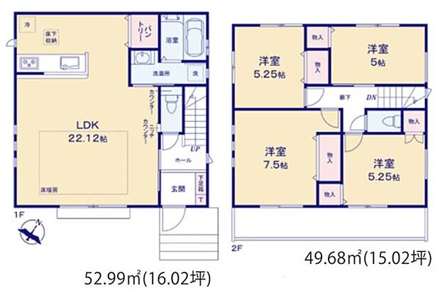 《間取り》■リビング中心の新生活。光を取り入れる開放的な設計で居心地の良い時間を演出します。