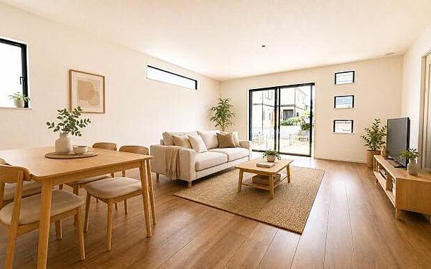 《リビングダイニング》　■本画像は家具や小物の配置をCGで作成しており、実際に現地に家具家電や小物は置かれておりません。また、価格に家具家電や小物は含まれておりません。
