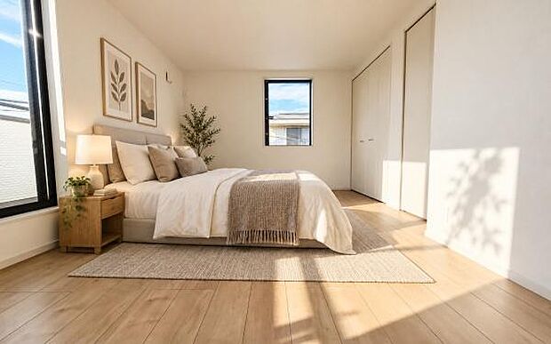 《寝室》 ■個の時間をたっぷり楽しめる快適空間です。本画像は家具家電や小物の配置をCGで作成しており、実際に現地に家具家電や小物は置かれておりません。また、価格に含まれておりません。