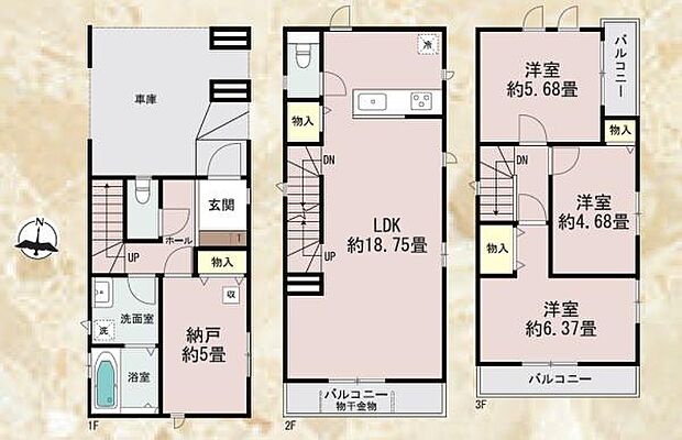 《間取り》■リビング中心の新生活。光を取り入れる明るく開放的な設計で居心地の良い時間を演出します。