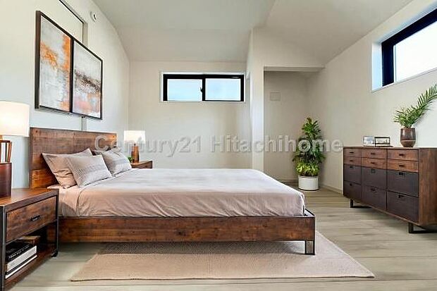 《寝室》 ■本画像は家具や小物の配置をCGで作成しており、実際に現地に家具や小物は置かれておりません。また、価格に家具や小物は含まれておりません。