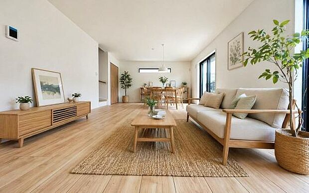 ゆとりを感じさせる上質で明るい空間が、住まう人や訪れる人を心地よく迎え入れてくれます。(本画像家具はCGで作成しており、実際に現地に家具はおかれておりません。また価格に家具は含まれておりません。)