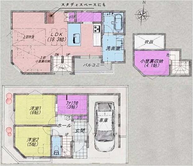 《間取り》■リビング中心の新生活。光を取り入れる明るく開放的な設計で居心地の良い時間を演出します。