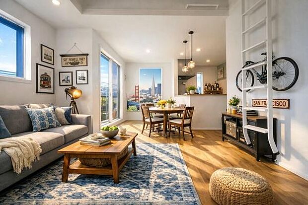 ゆとりを感じさせる上質で明るい空間が、住まう人や訪れる人を心地よく迎え入れてくれます。(本画像家具はCGで作成しており、実際に現地に家具はおかれておりません。また価格に家具は含まれておりません。)