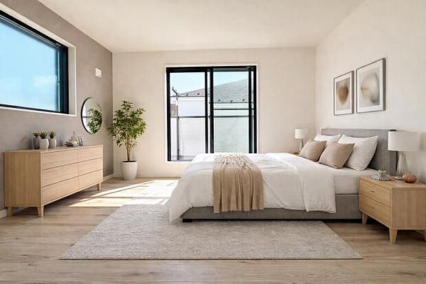 《寝室》 ■本画像は家具や小物の配置をCGで作成しており、実際に現地に家具や小物は置かれておりません。また、価格に家具や小物は含まれておりません。