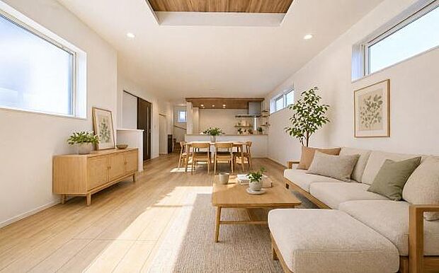 ゆとりを感じさせる上質で明るい空間が、住まう人や訪れる人を心地よく迎え入れてくれます。（本画像家具はCGで作成しており、実際に現地に家具はおかれておりません。また価格に家具は含まれておりません。）