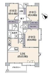 カルナーザ川崎 3LDKの間取図画像