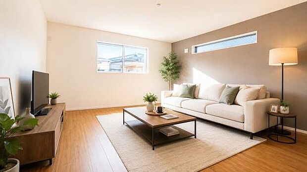 《リビングダイニング》 ■落ち着いた雰囲気で、大人の気品漂うLDK。居住中のため室内に家具家電や小物がありますが、画像はCG加工により消去しており現況とは異なります。