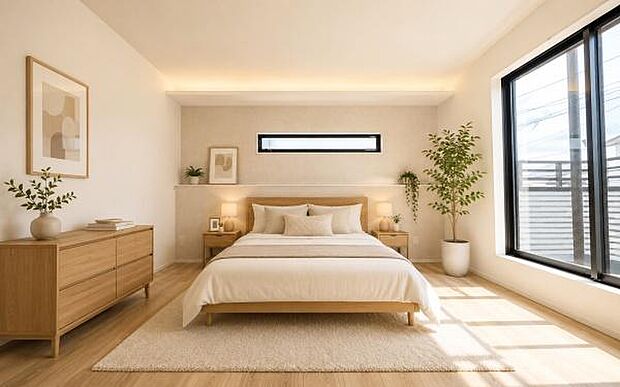 《寝室》 ■個の時間をたっぷり楽しめる快適空間です。本画像は家具家電や小物の配置をCGで作成しており、実際に現地に家具家電や小物は置かれておりません。また、価格に含まれておりません。