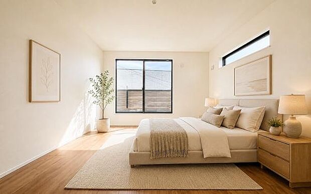 《寝室》 ■本画像は家具や小物の配置をCGで作成しており、実際に現地に家具や小物は置かれておりません。また、価格に家具や小物は含まれておりません。