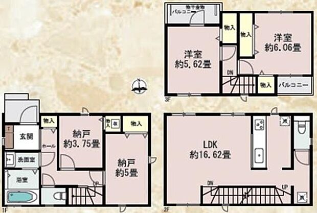 《間取り》■リビング中心の新生活。光を取り入れる開放的な設計で居心地の良い時間を演出します。南向きのLDKは16.62帖の快適空間。
