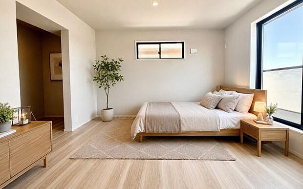 《寝室》 ■個の時間をたっぷり楽しめる快適空間です。本画像は家具家電や小物の配置をCGで作成しており、実際に現地に家具家電や小物は置かれておりません。また、価格に含まれておりません。