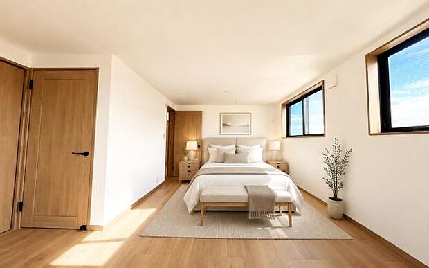 《寝室》　■個の時間をたっぷり楽しめる快適空間です。本画像は家具家電や小物の配置をCGで作成しており、実際に現地に家具家電や小物は置かれておりません。また、価格に含まれておりません。