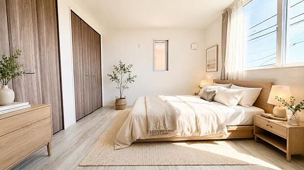《寝室》 ■個の時間をたっぷり楽しめる快適空間です。本画像は家具家電や小物の配置をCGで作成しており、実際に現地に家具家電や小物は置かれておりません。また、価格に含まれておりません。