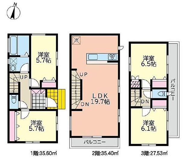 《間取り》■リビング中心の新生活。光を取り入れる開放的な設計で居心地の良い時間を演出します。