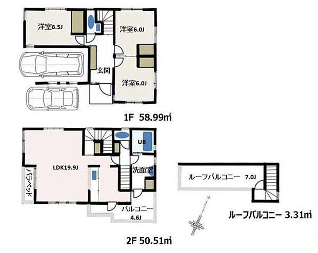 《間取り》 リビング中心の新生活。光を取り入れる明るく開放的な設計で居心地の良い時間を演出します。