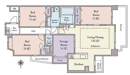 《間取り》 リビング中心の新生活。光を取り入れる明るく開放的な設計で居心地の良い時間を演出します。