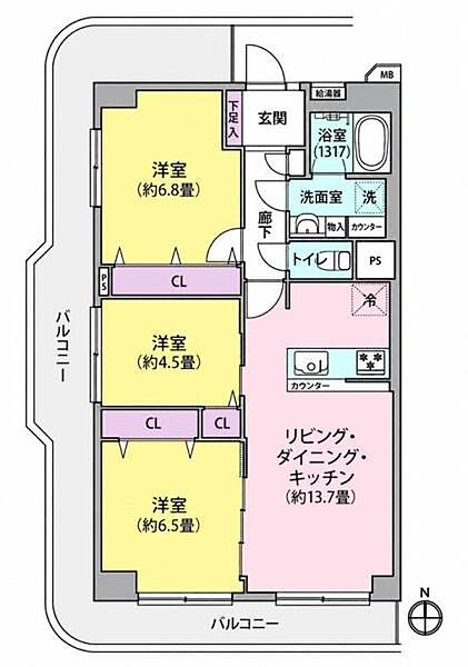 《間取り》　リビング中心の新生活。光を取り入れる明るく開放的な設計で居心地の良い時間を演出します。