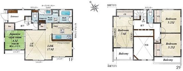 《間取り》 リビング中心の新生活。光を取り入れる明るく開放的な設計で居心地の良い時間を演出します。