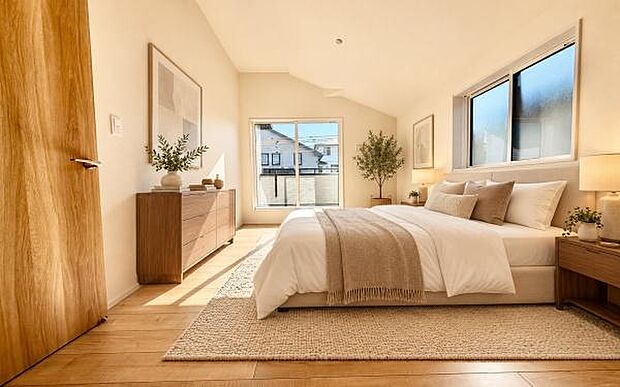 《寝室》 ■個の時間をたっぷり楽しめる快適空間です。本画像は家具家電や小物の配置をCGで作成しており、実際に現地に家具家電や小物は置かれておりません。また、価格に含まれておりません。