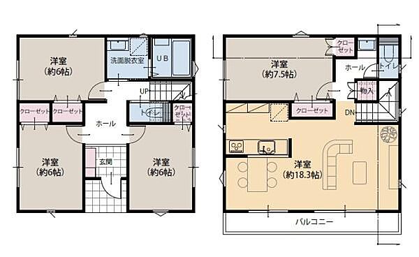 建物プラン例　建物価格　2505万円（税込）　建物面積　103.50平米