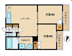 ピュアハウス 2LDKの間取図画像
