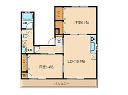 シンガクインヴォーヌング 2LDKの間取図画像