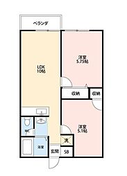 第二高崎コーポ 2LDKの間取図画像